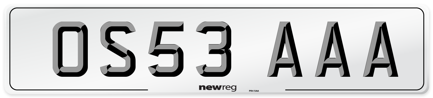 OS53 AAA Number Plate from New Reg